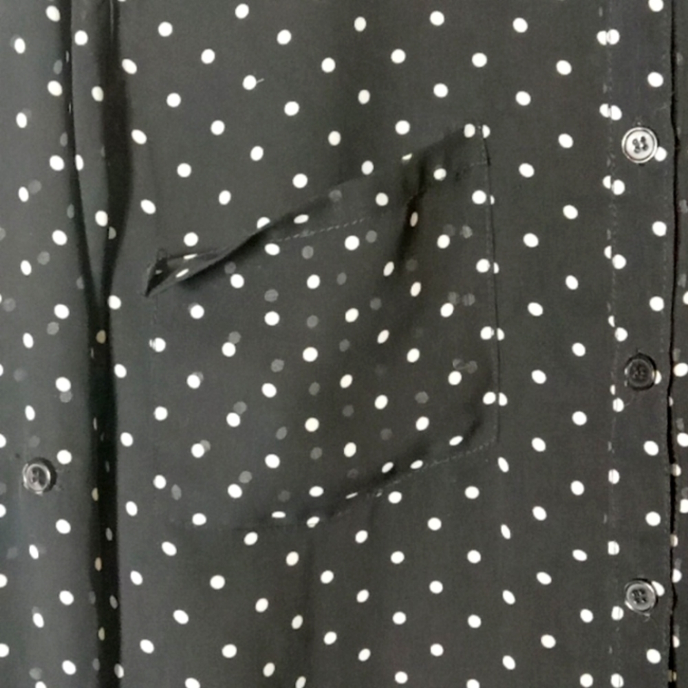 Xhiliration Blouse Black w/ White Polka Dots Med Like New - Picture 5 of 5